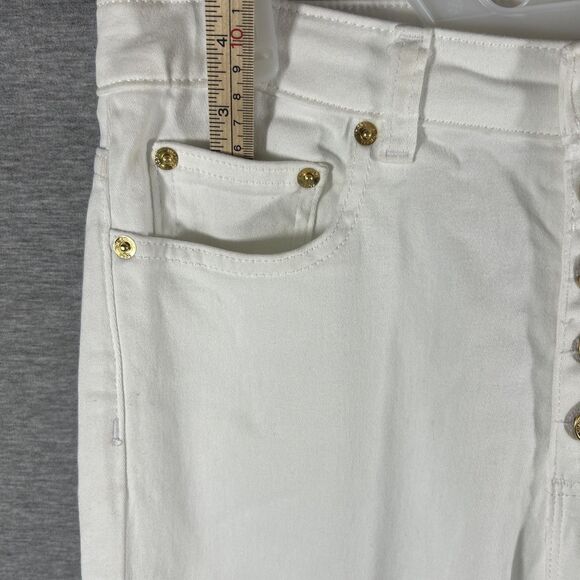 Michael Kors Selma Crop Jeans High-Rise Flare Cropped Leg Optic White Sz8 - Picture 8 of 16